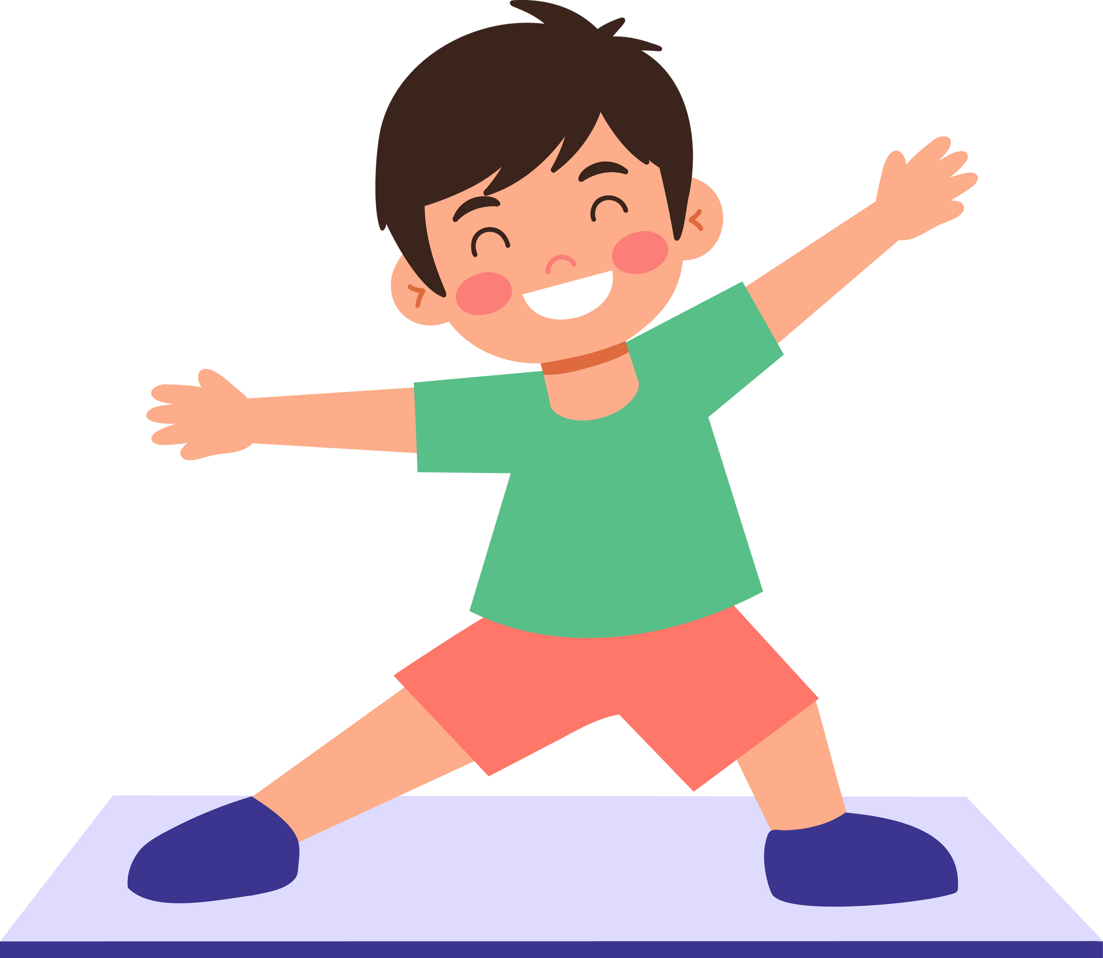 Happy Boy Stretching on Mat  Exercise  Fitness  Healthy Lifestyle  Cartoon Illustration