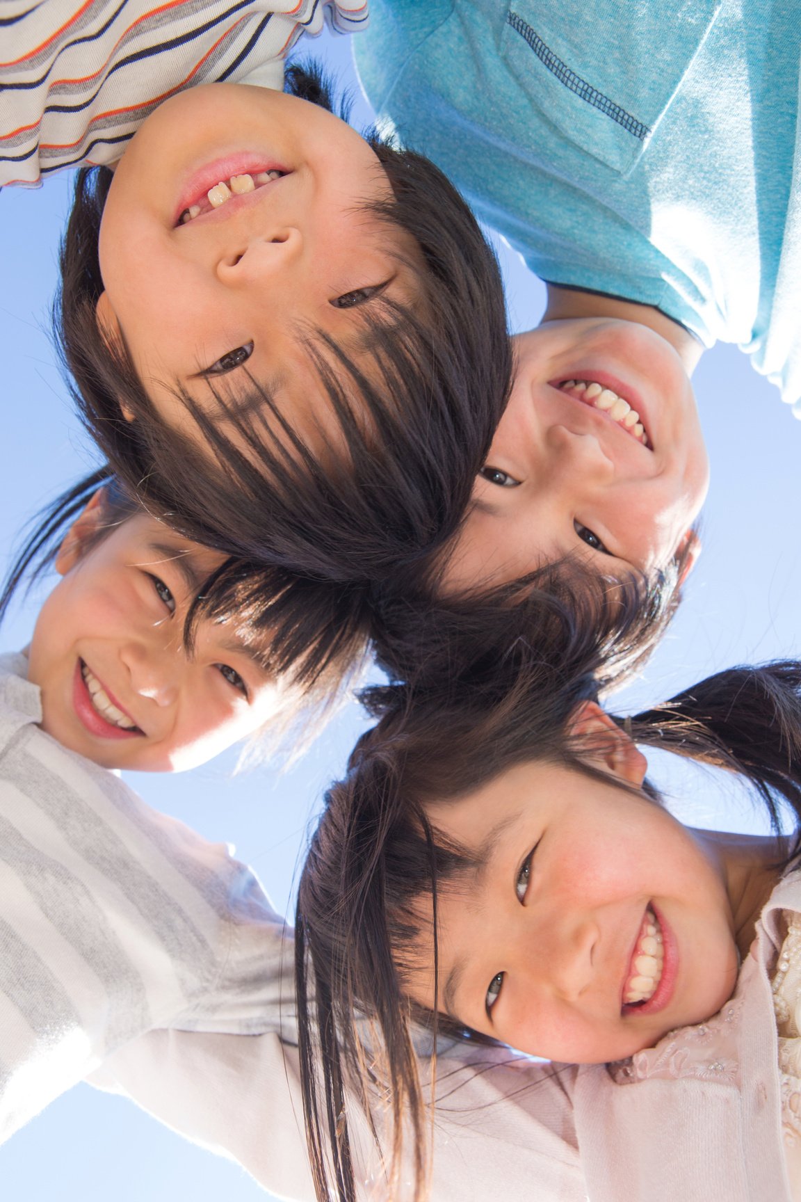 Elementary school students form a circle